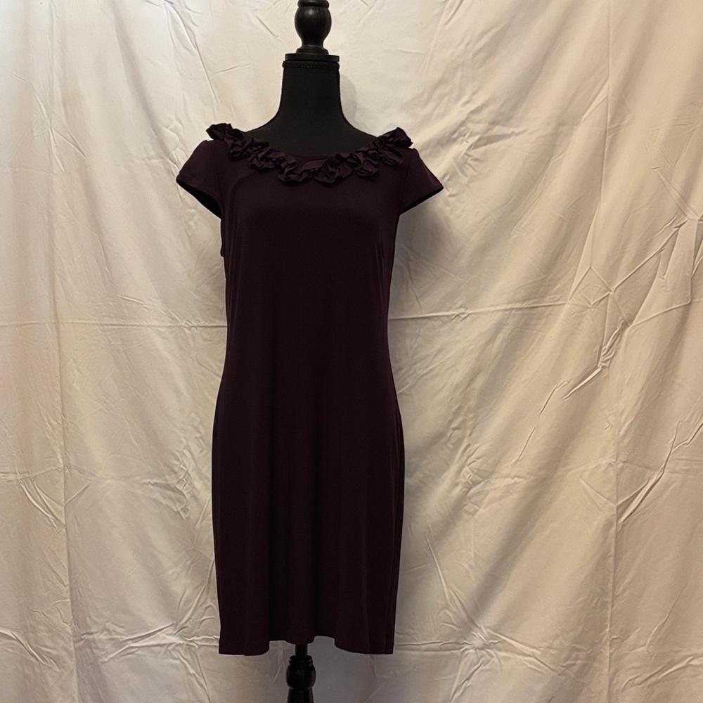 MSK Ruffle Neck Mini Dress in Deep Purple
